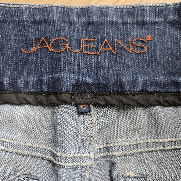 Women's 10 Jag Jeans Mid-Dark Wash silver stitching High Rise Straight Leg EUC - Picture 4 of 10